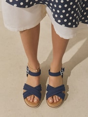 Navy Forever Comfort® Cross Over Wedges - Image 3 of 10