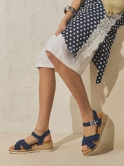 Navy Forever Comfort® Cross Over Wedges - Image 4 of 10
