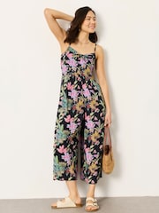 FatFace Salma Black Tropical Jumpsuit - Image 2 of 7