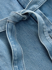 Mid Blue Short Sleeve Belted Denim Playsuit - Image 6 of 7