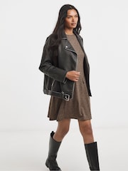 Simply Be Animal Ponte Jacquard Fit & Flare Shift Dress - Image 3 of 4