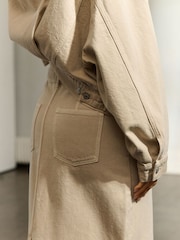 Neutral Stone Denim Maxi Column Skirt - Image 4 of 7
