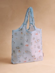 Cath Kidston Blue Stanley Dog Print Foldaway Shopper Bag - Image 1 of 3