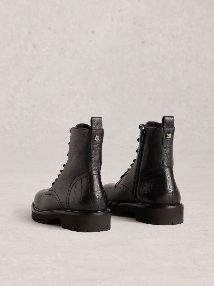 White Stuff Black Darcey Lace-Up Boots - Image 2 of 4