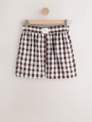 Chocolate/White Stripe Pull On Boxer Shorts with Linen - Image 7 of 9