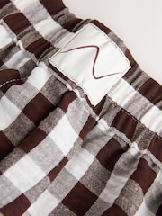 Chocolate/White Stripe Pull On Boxer Shorts with Linen - Image 8 of 9