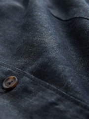 水洗藍色 - Button Through Strappy Waistcoat With Linen - 圖片 7/8