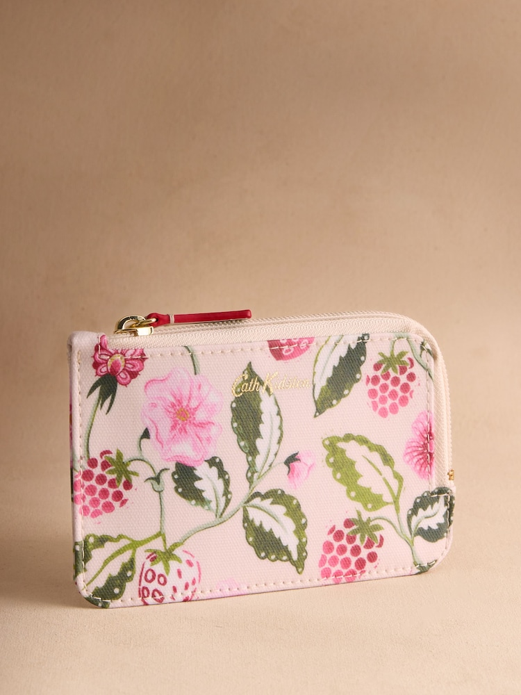 Cath Kidston Ecru Raspberry Garden Print Card and Coin Purse - Image 1 of 3 Cath Kidston Ecru Raspberry Garden Print Card and Coin Purse - Image 1 of 3