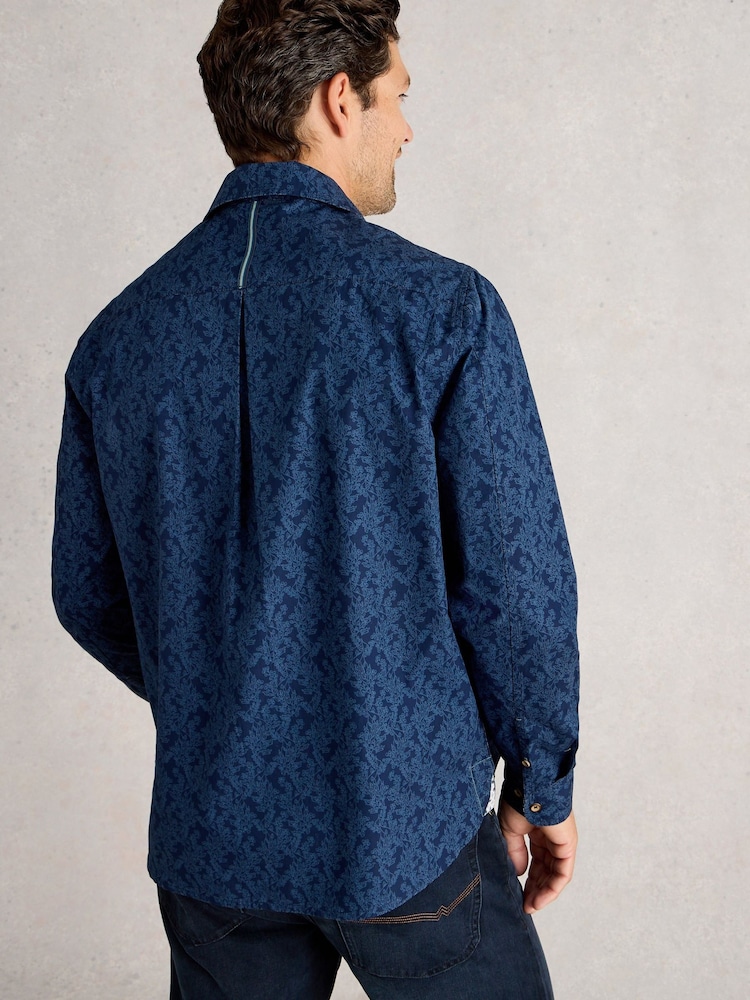 White Stuff Blue Finsbury Mono Print Shirt - Image 2 of 6