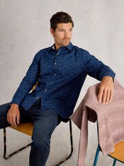 White Stuff Blue Finsbury Mono Print Shirt - Image 4 of 6