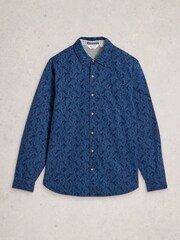 White Stuff Blue Finsbury Mono Print Shirt - Image 5 of 6
