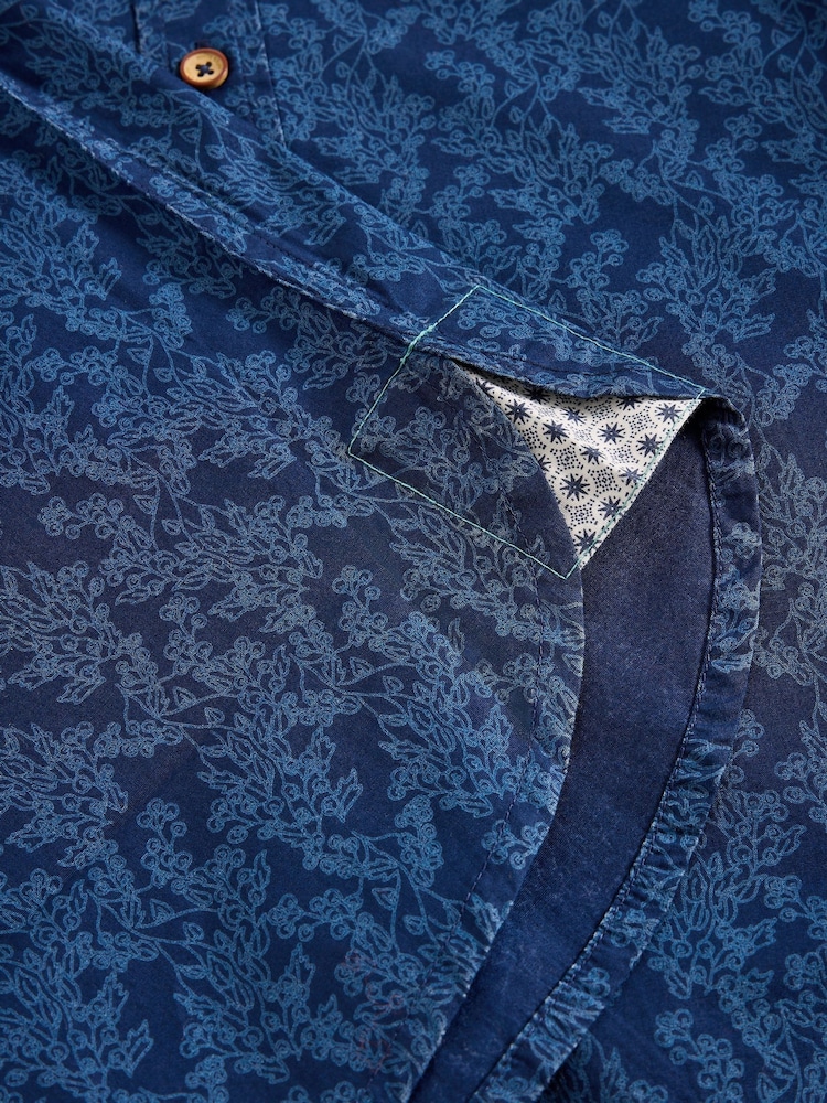 White Stuff Blue Finsbury Mono Print Shirt - Image 6 of 6