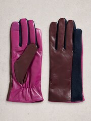 White Stuff Purple Layla Leather Gloves - Image 1 of 3