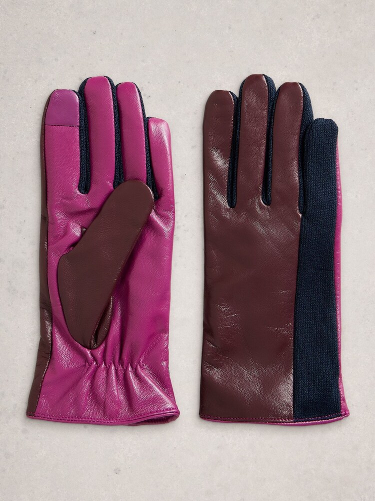 White Stuff Purple Layla Leather Gloves - Image 1 of 3