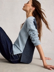 White Stuff Blue Lily V Neck Jumper - Image 3 of 6