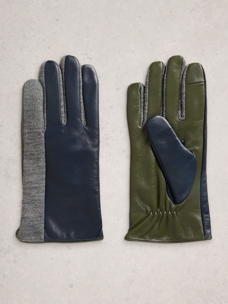 White Stuff Blue Layla Leather Gloves - Image 1 of 3