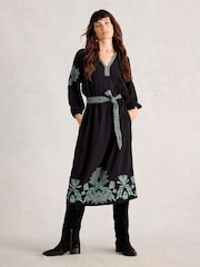White Stuff Black Evie Embroidered Dress - Image 1 of 6