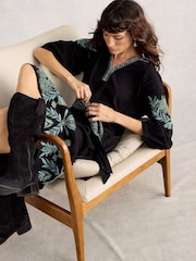 White Stuff Black Evie Embroidered Dress - Image 3 of 6