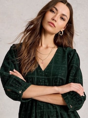 White Stuff Green Lucy Embroidered Cord Dress - Image 4 of 6