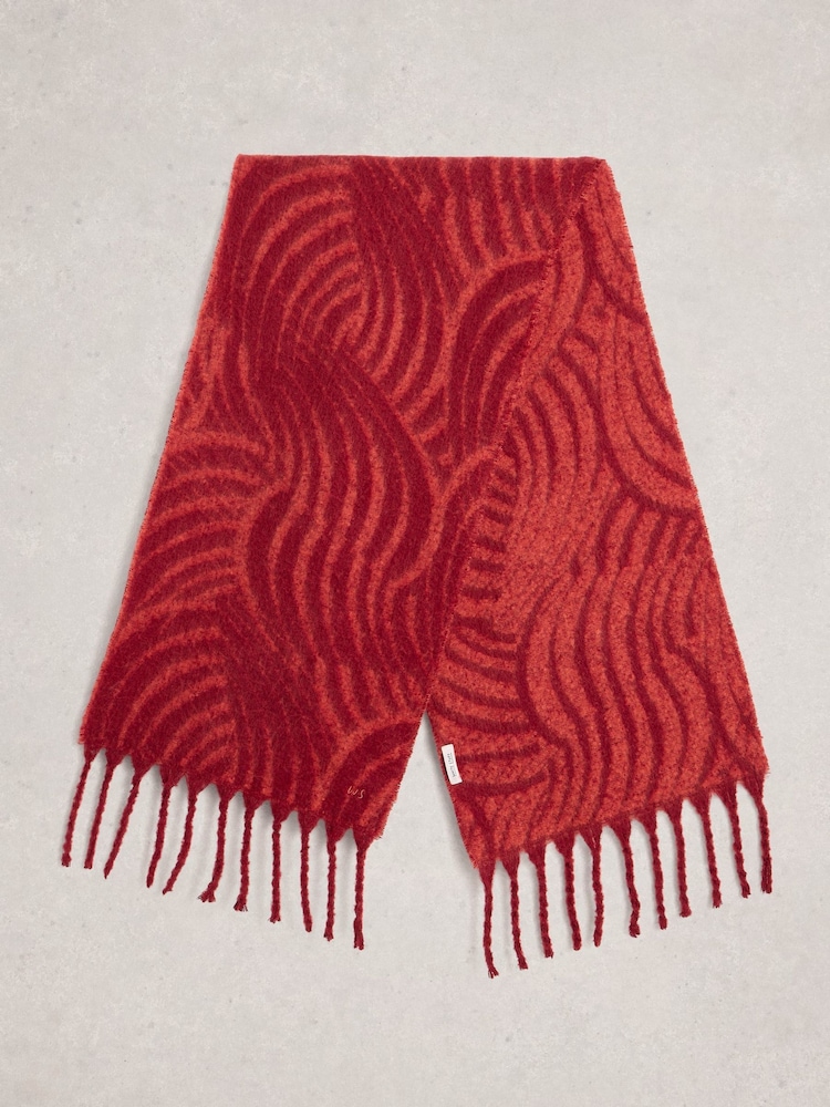 White Stuff Red Shelly Brushed Scarf - Image 2 of 3 White Stuff Red Shelly Brushed Scarf - Image 2 of 3