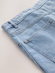 Albastru deschis - Double Pocket Barrel Denim Jort Shorts - Imaginea 7 din 9