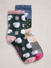 White Stuff Green 2 Pack Fluffy Sheep Socks - Image 1 of 2