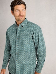 White Stuff Green Finsbury Retro Print Shirt - Image 3 of 6