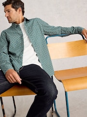 White Stuff Green Finsbury Retro Print Shirt - Image 4 of 6