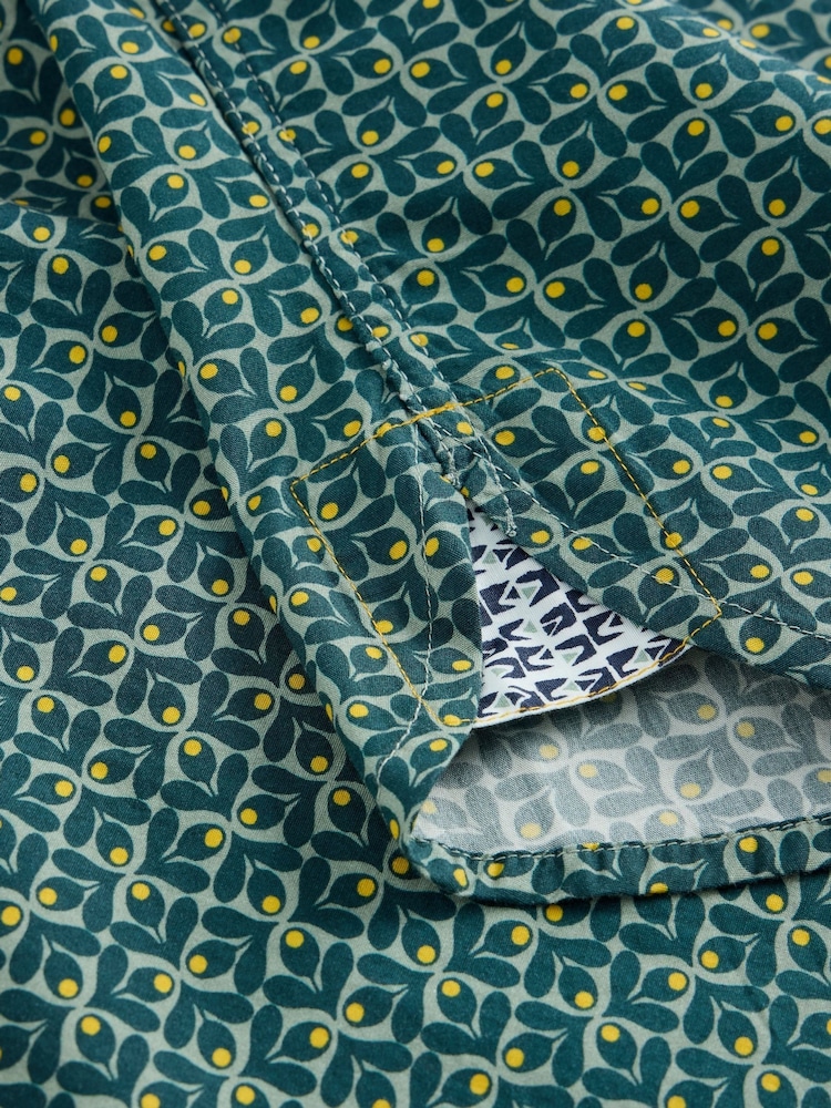 White Stuff Green Finsbury Retro Print Shirt - Image 6 of 6