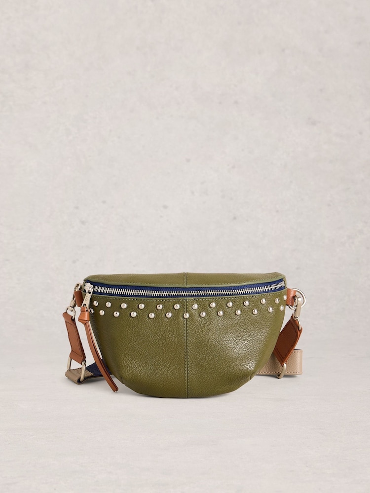 White Stuff Green Mini Sebby Studded Sling Bag - Image 1 of 4