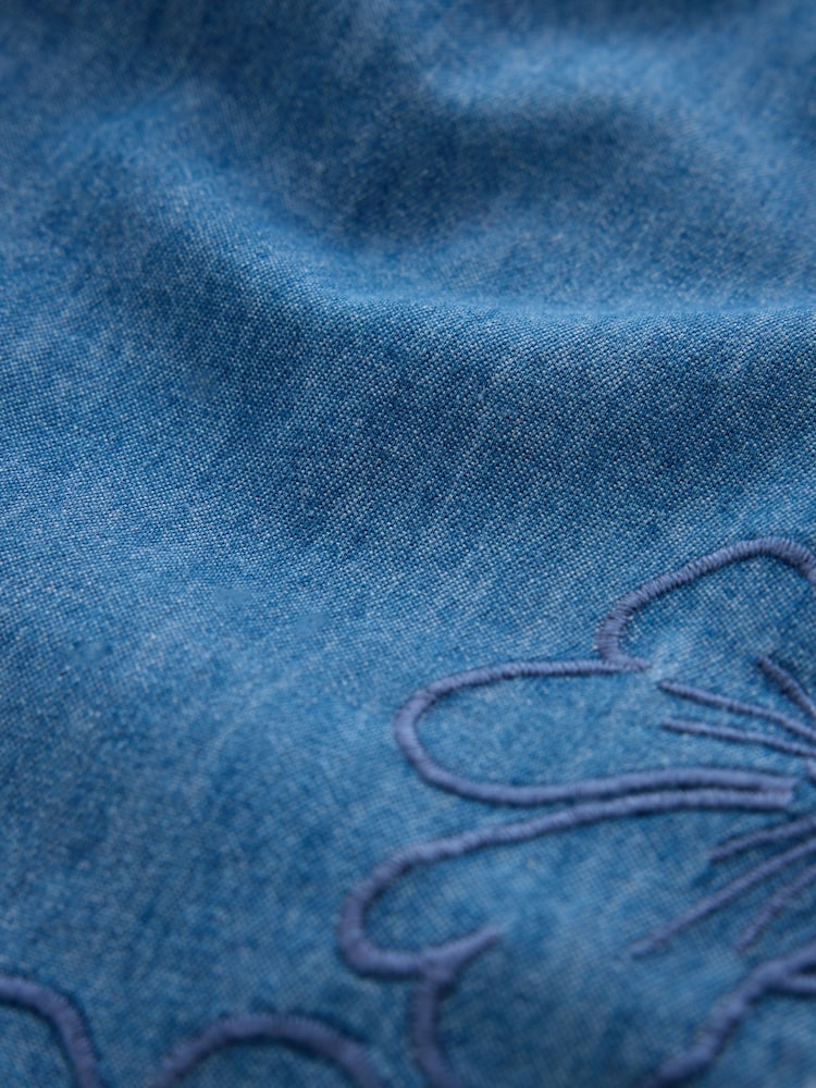 Mid Blue Embroidered Pull-On Denim Shorts - Image 14 of 14