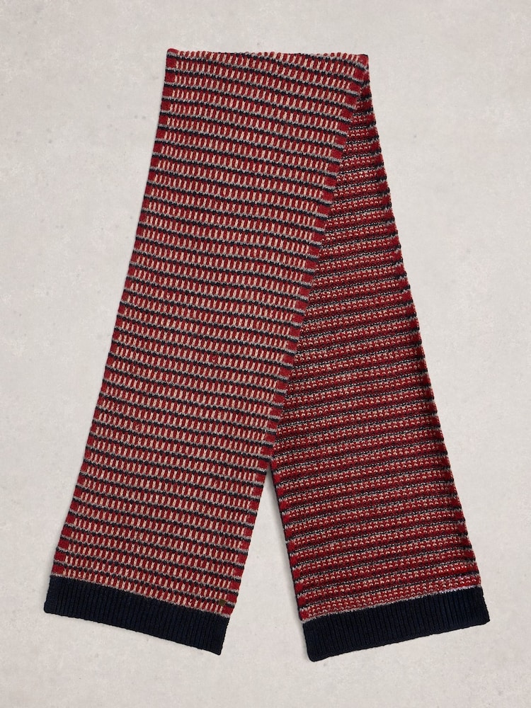 White Stuff Red Tuck Stitch Knit Scarf - Image 2 of 3