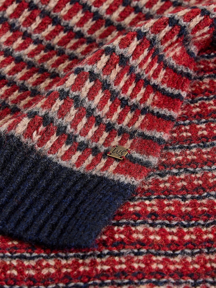 White Stuff Red Tuck Stitch Knit Scarf - Image 3 of 3