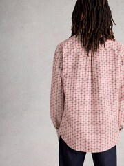 White Stuff Red Finsbury Mono Print Shirt - Image 4 of 6