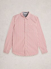 White Stuff Red Finsbury Mono Print Shirt - Image 5 of 6
