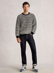 White Stuff Blue Attadale Stripe Crew Neck Jumper - Image 1 of 6