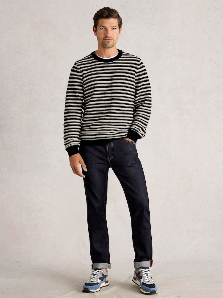 White Stuff Blue Attadale Stripe Crew Neck Jumper - Image 1 of 6
