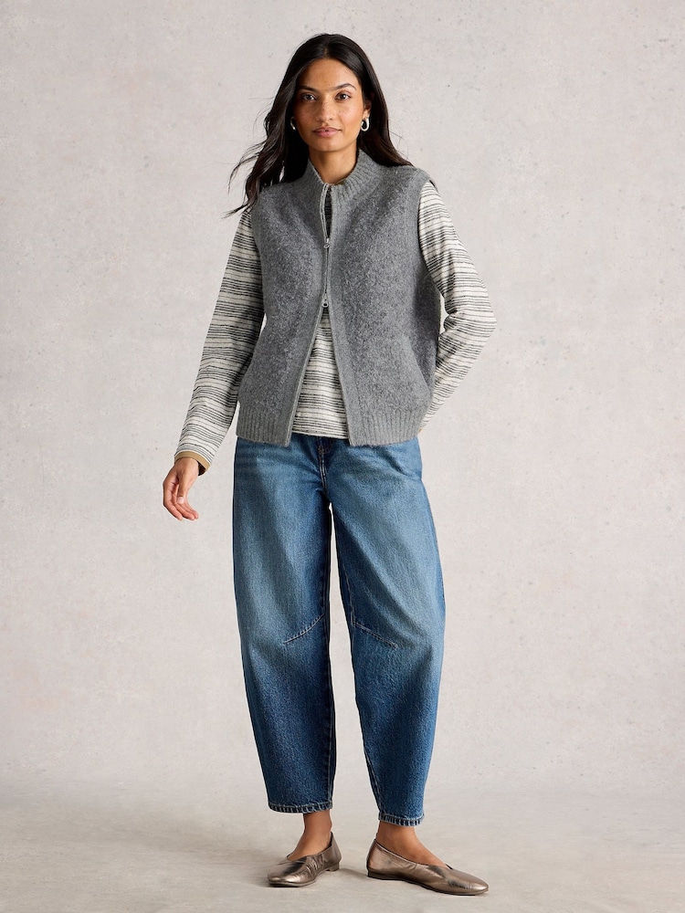White Stuff Grey Boucle Gilet - Image 1 of 6