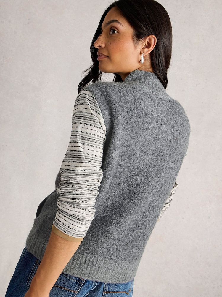 White Stuff Grey Boucle Gilet - Image 2 of 6