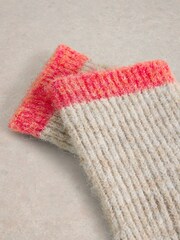 White Stuff Natural Colourblock Knitted Gloves - Image 3 of 3