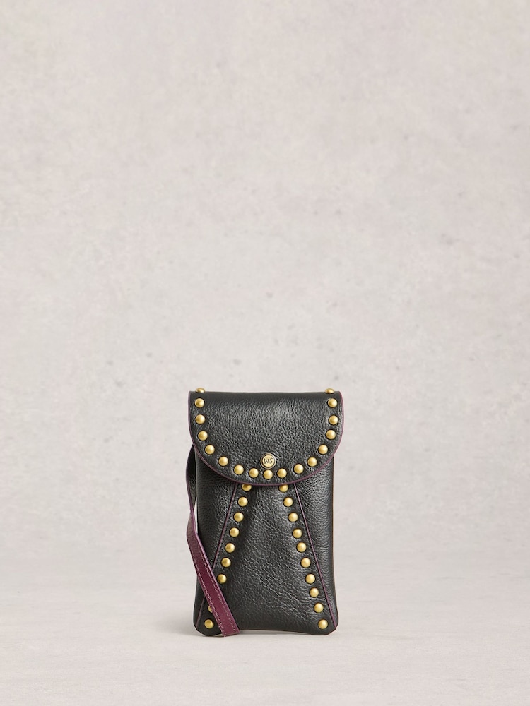 White Stuff Black Coco Studded Phone Bag - Image 1 of 4