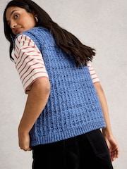 White Stuff Blue Maxine Button Tank - Image 2 of 6