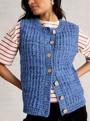 White Stuff Blue Maxine Button Tank - Image 3 of 6