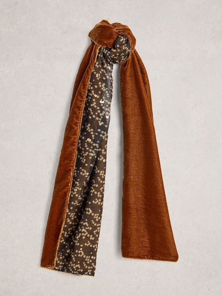 White Stuff Yellow Velvet Printed Scarf - Image 2 of 3