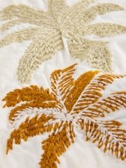 Ecru Palm Embroidery High Rise A-Line Denim Shorts - Image 7 of 8