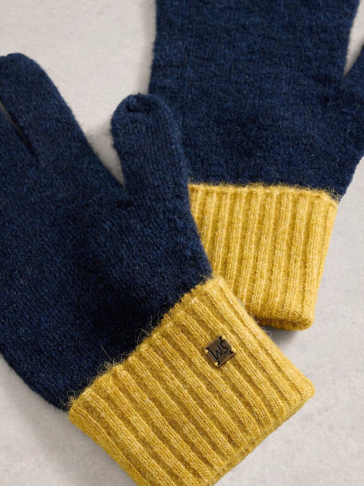 White Stuff Blue Sammy Knitted Gloves - Image 3 of 3