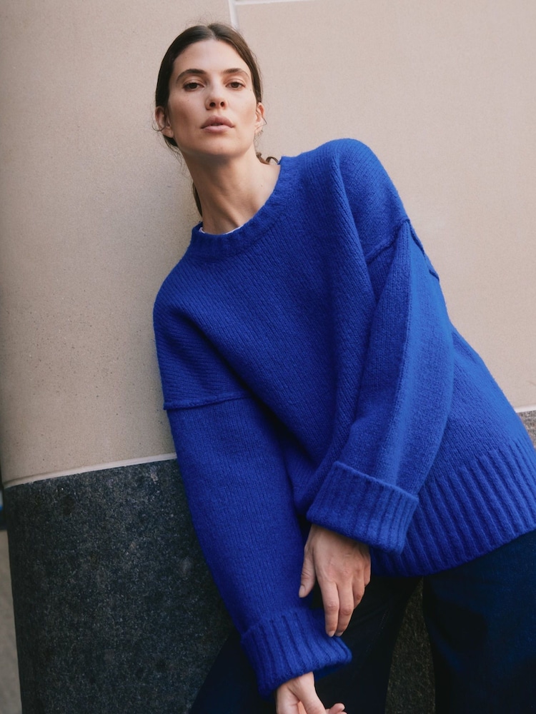 Albaray Blue Cosy Wool Blend Jumper Colbolt - Image 1 of 4 Albaray Blue Cosy Wool Blend Jumper Colbolt - Image 1 of 4