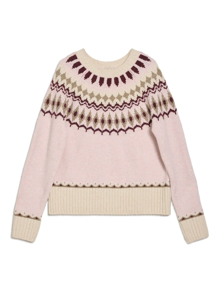 Albaray Pink Fair Isle Yoke Jumper - صورة 4 من 4 Albaray Pink Fair Isle Yoke Jumper - صورة 4 من 4