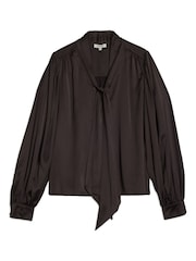 Albaray Satin Tie Brown Blouse - Image 4 of 4