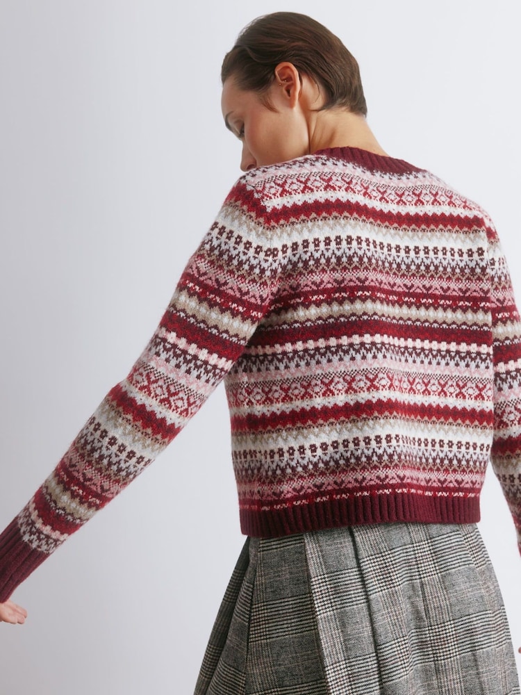 Fair Isle Cropped Cardi Burgundy - Bild 2 von 4